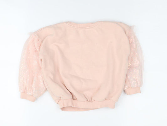 River Island Girls Pink Sequin Pullover Sweatshirt 2 Years