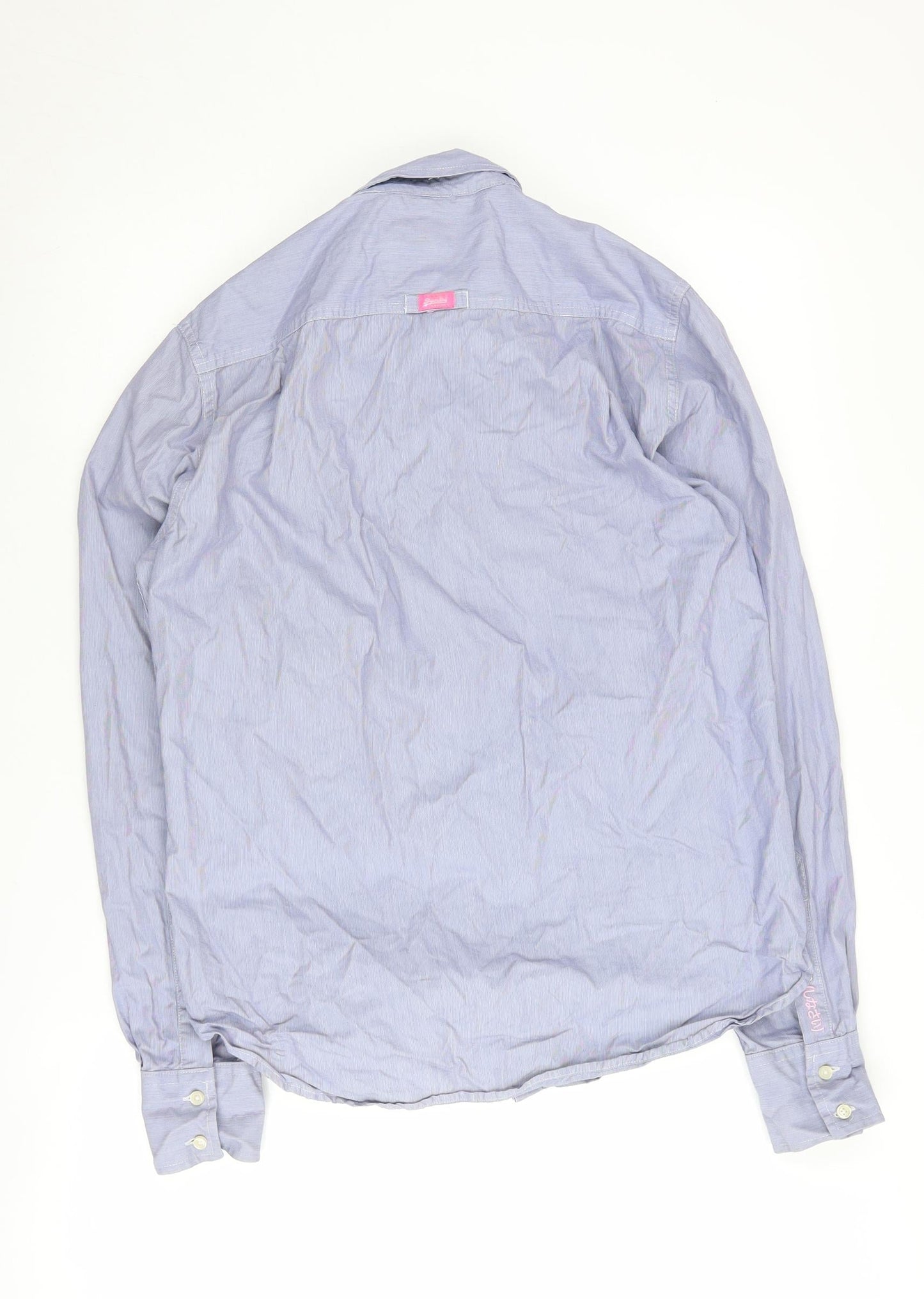 Superdry Men's Blue Striped Shirt M Long Sleeve