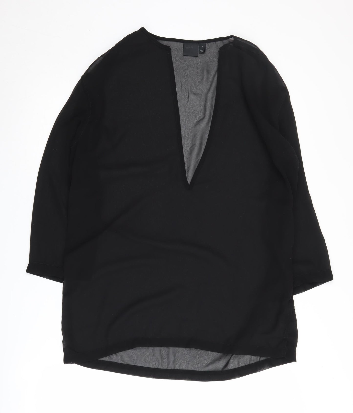 ASOS Black Women's V-Neck Blouse, 3/4 Sleeve, Size M