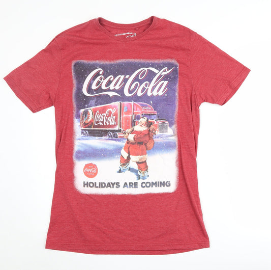 Coca-Cola Men's Red Christmas Graphic T-Shirt Medium