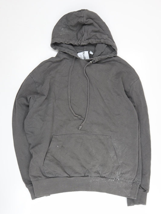 Collusion Men's Grey Long Sleeve Pullover Hoodie L