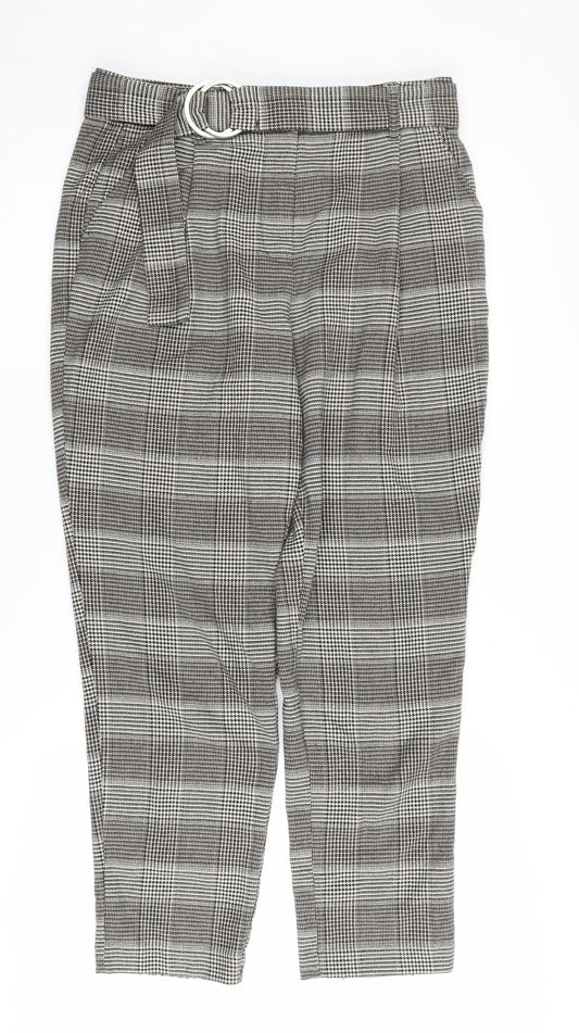 Next Women's Black Check Trousers 10L Business Casual