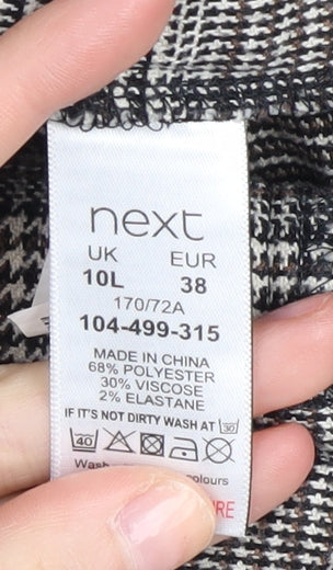 Next Women's Black Check Trousers 10L Business Casual