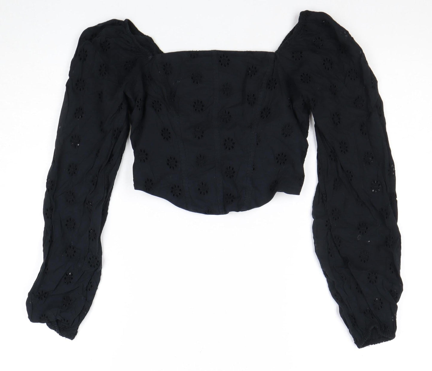 Hollister Women's Black Cropped Blouse Size S