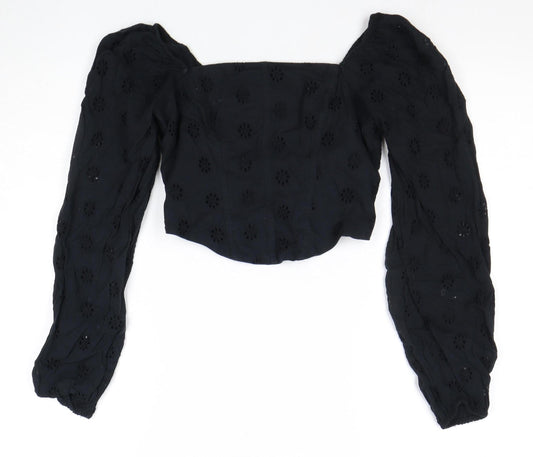 Hollister Women's Black Cropped Blouse Size S