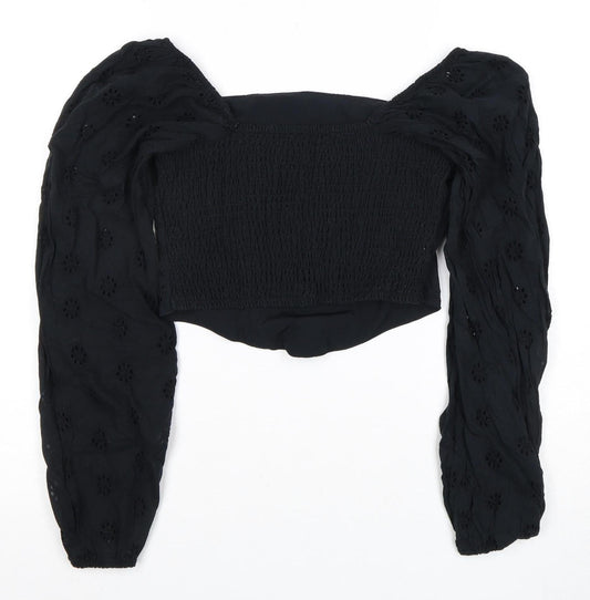 Hollister Women's Black Cropped Blouse Size S