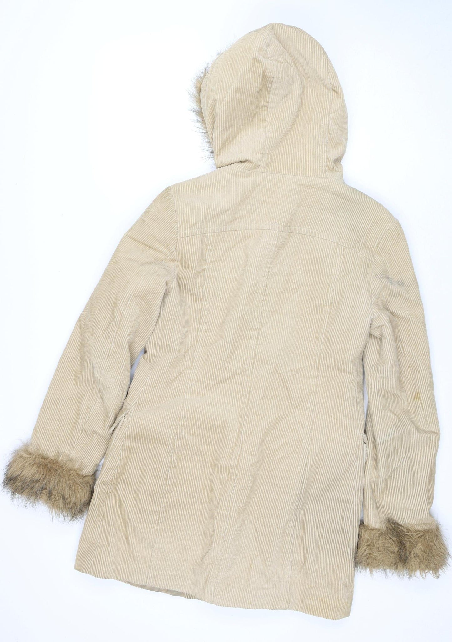 Jane Norman Women's Beige Toggle Hooded Duffle Coat Size 8