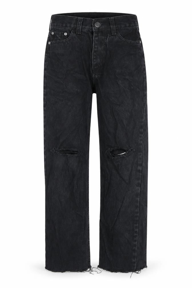 Big Bark Women's Black Straight Jeans S Distressed