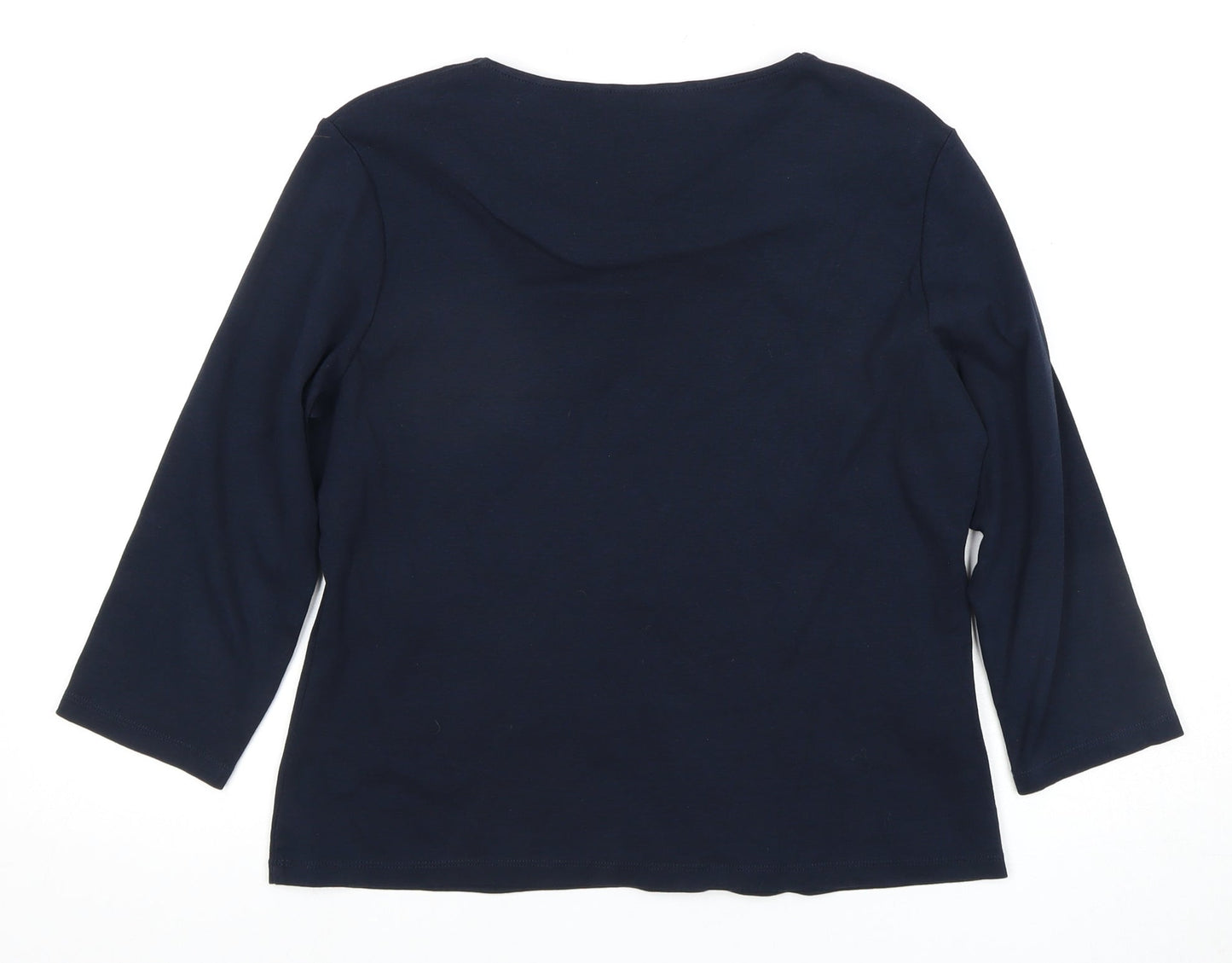 CC Petites Women's Blue 3/4 Sleeve Scoop Neck Top M