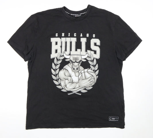 NBA Men's Black Chicago Bulls T-Shirt, L