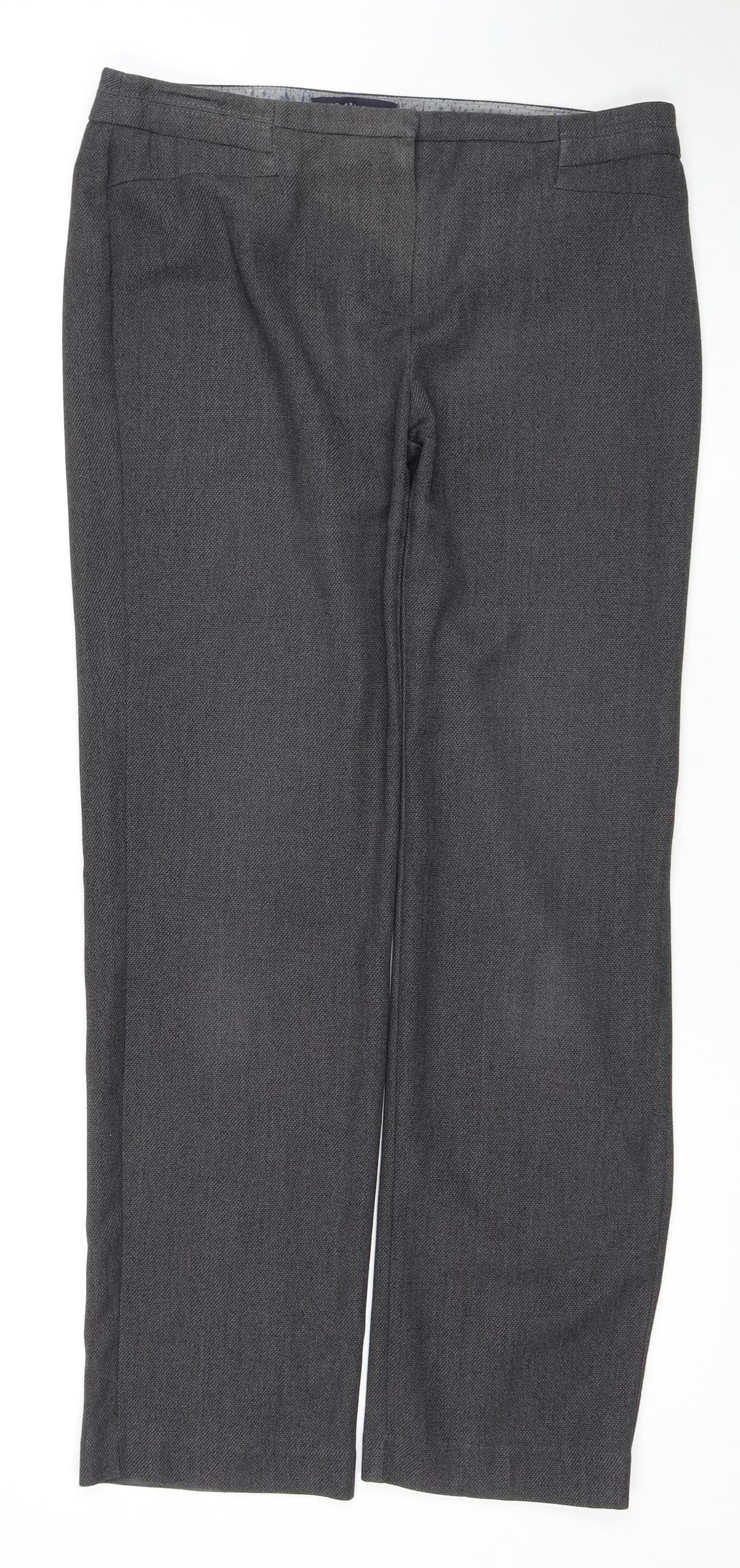 M&S Women's Grey Trousers, Size 12, Regular Fit