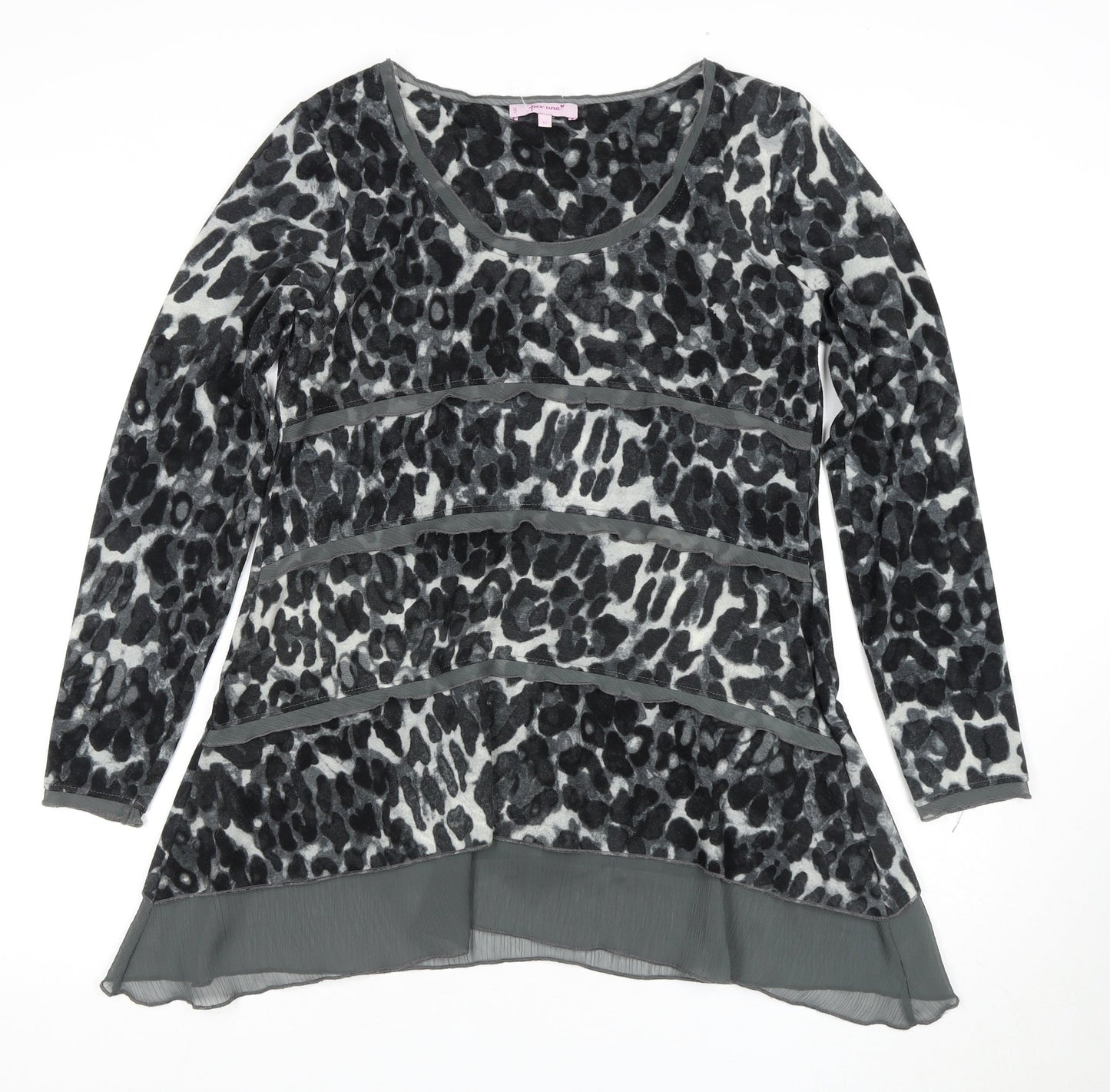 Marks and Spencer Women's Grey Animal Print Tunic - Size 12