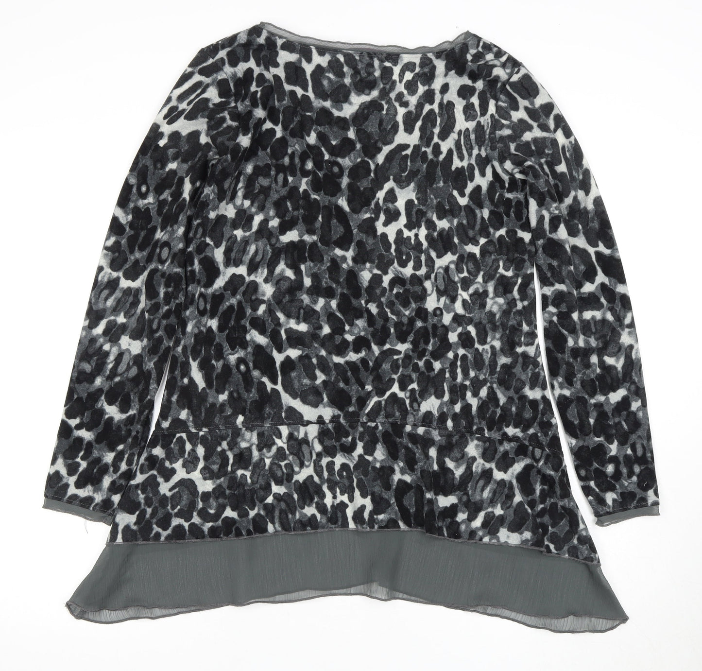 Marks and Spencer Women's Grey Animal Print Tunic - Size 12