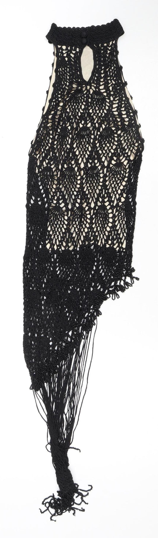 Ted Baker Women's Black Crochet Blouse, Size 8, Fringe Detail