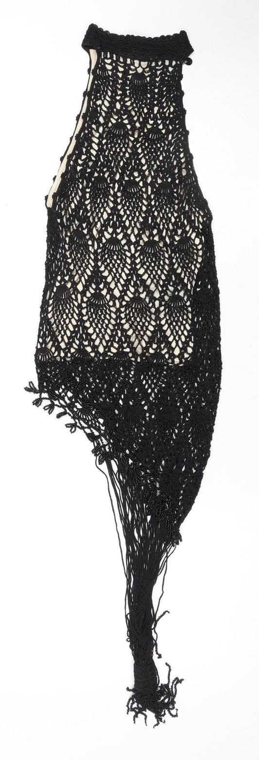 Ted Baker Women's Black Crochet Blouse, Size 8, Fringe Detail