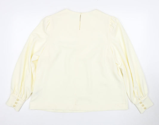 Jaeger Women's Ivory Blouse, Size 14 - Elegant Workwear