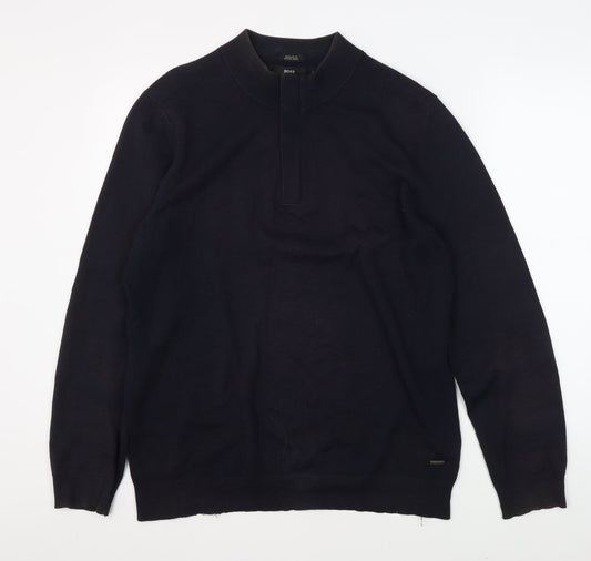Hugo Boss Men's Black L Pullover Jumper Mock Neck Classic