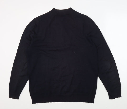 Hugo Boss Men's Black L Pullover Jumper Mock Neck Classic