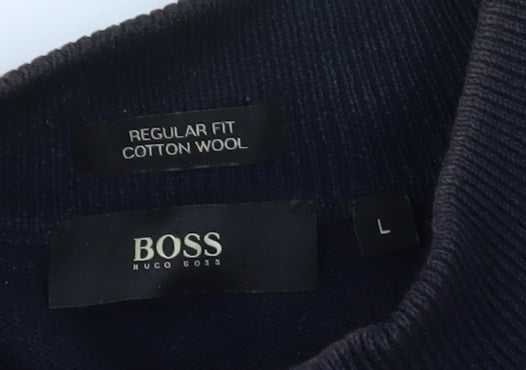 Hugo Boss Men's Black L Pullover Jumper Mock Neck Classic