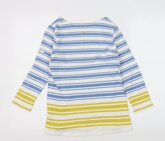 Joules Women's Blue Striped Boat Neck T-Shirt Size 8