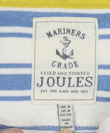 Joules Women's Blue Striped Boat Neck T-Shirt Size 8