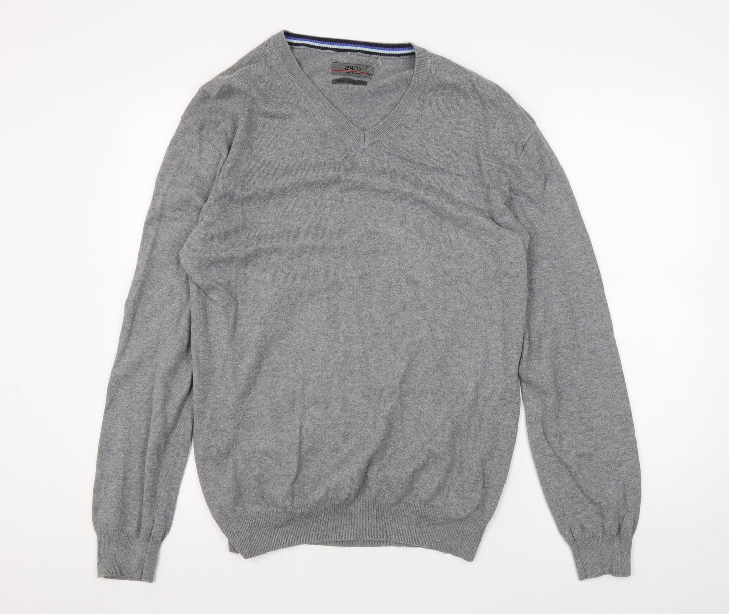 Jeff Banks Men’s Grey V-Neck Medium Pullover Cotton Cashmere