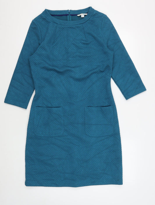 Boden Women's Blue Sheath Dress, Size 12, Textured Style