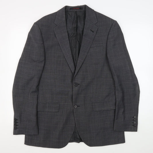 Jeff Banks Men's Grey Check Blazer, Size 40R, Elegant Style