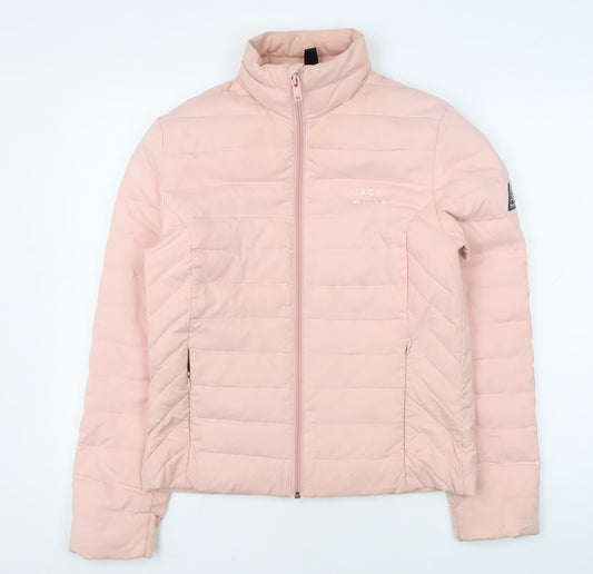 Jack Wills Women's Pink Puffer Jacket Size 10