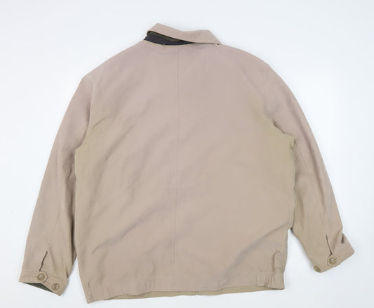 Greenwoods Men's Beige XL Basic Jacket with Zip Closure