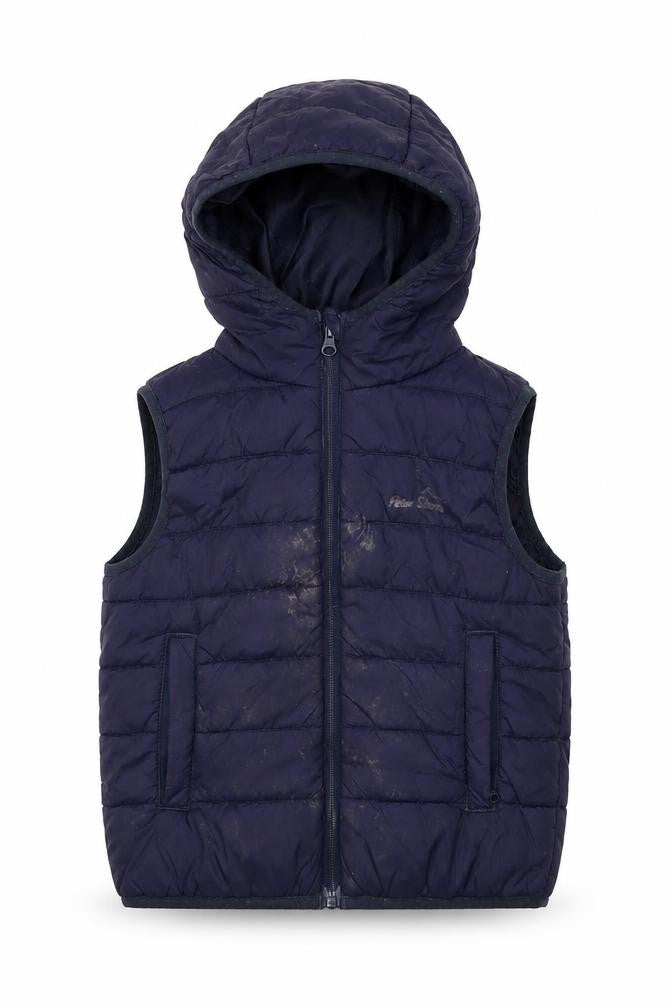 Front view of Peter Storm boys’ blue puffer jacket 5-6 years