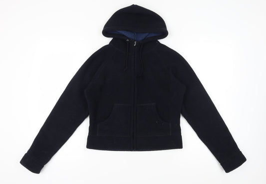 Marks and Spencer Women's Blue Hooded Fleece Jacket Size 10