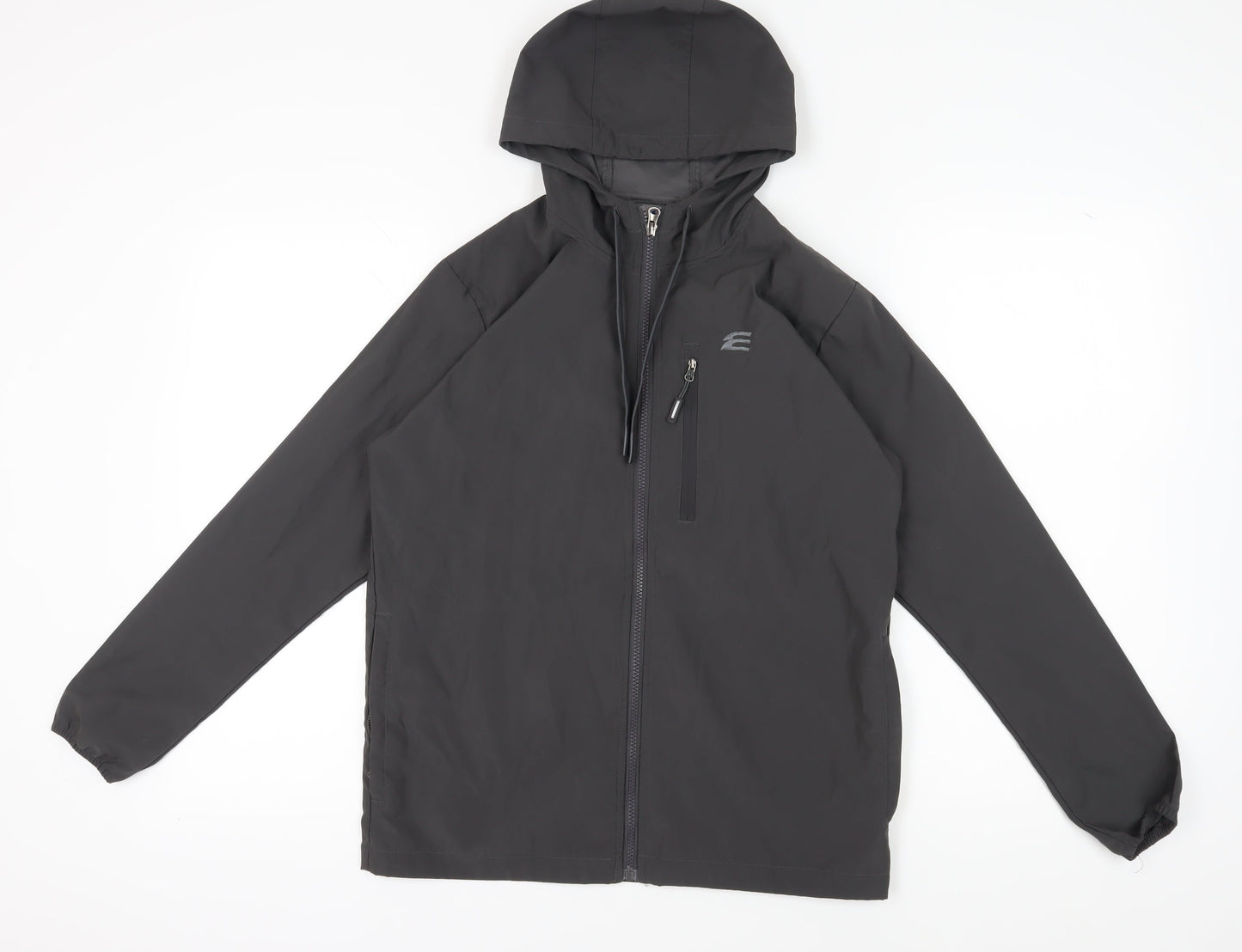 Elgini Men's Black Hooded Windbreaker Jacket M