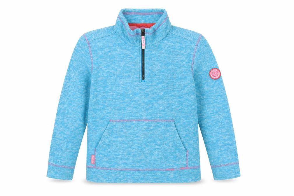 Front view of Regatta girls’ blue 1/4 zip sweatshirt, 11-12 years, casual wear