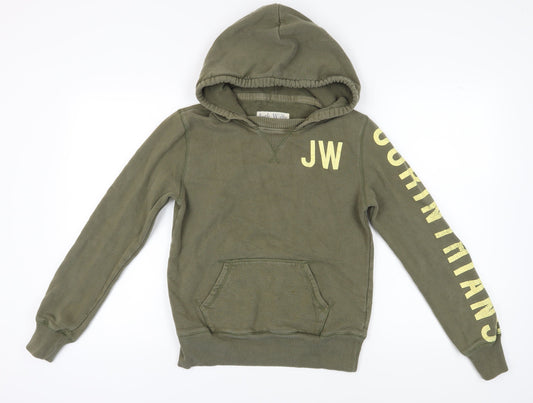 Jack Wills Women's Green Hoodie Size 10 Pullover