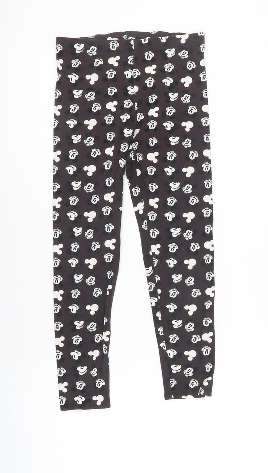 Disney Girls Black Mickey Leggings 12-13 Years Ankle-Length