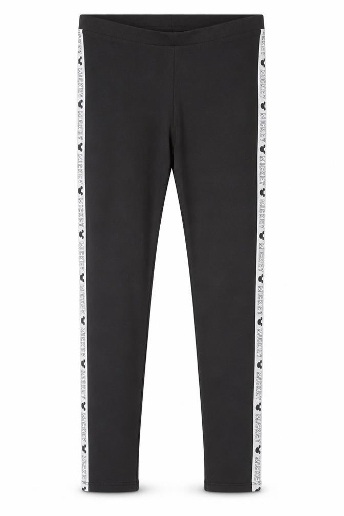 Front view of George girls’ black ankle leggings 12-13 years cartoon mickey
