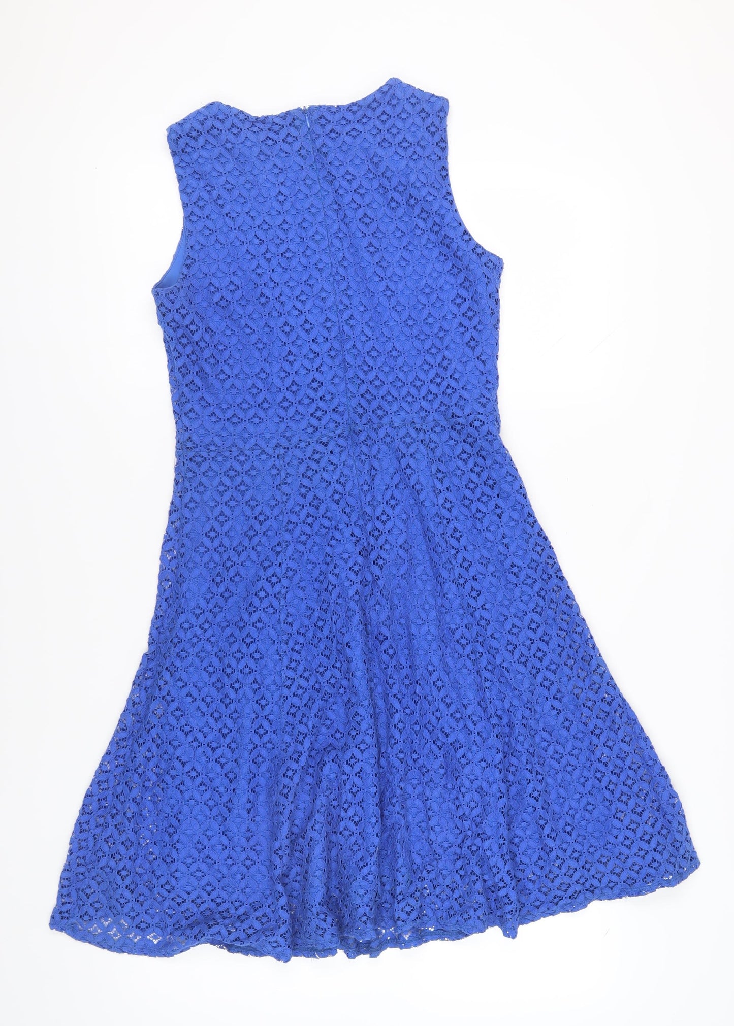 Wallis Blue Lace Fit & Flare Dress Women Size 10