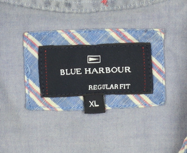 Marks and Spencer Men's Blue Striped XL Shirt