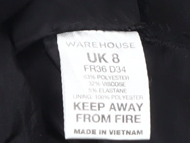 Warehouse Women's Black Pencil Skirt Size 8 Elegant Workwear