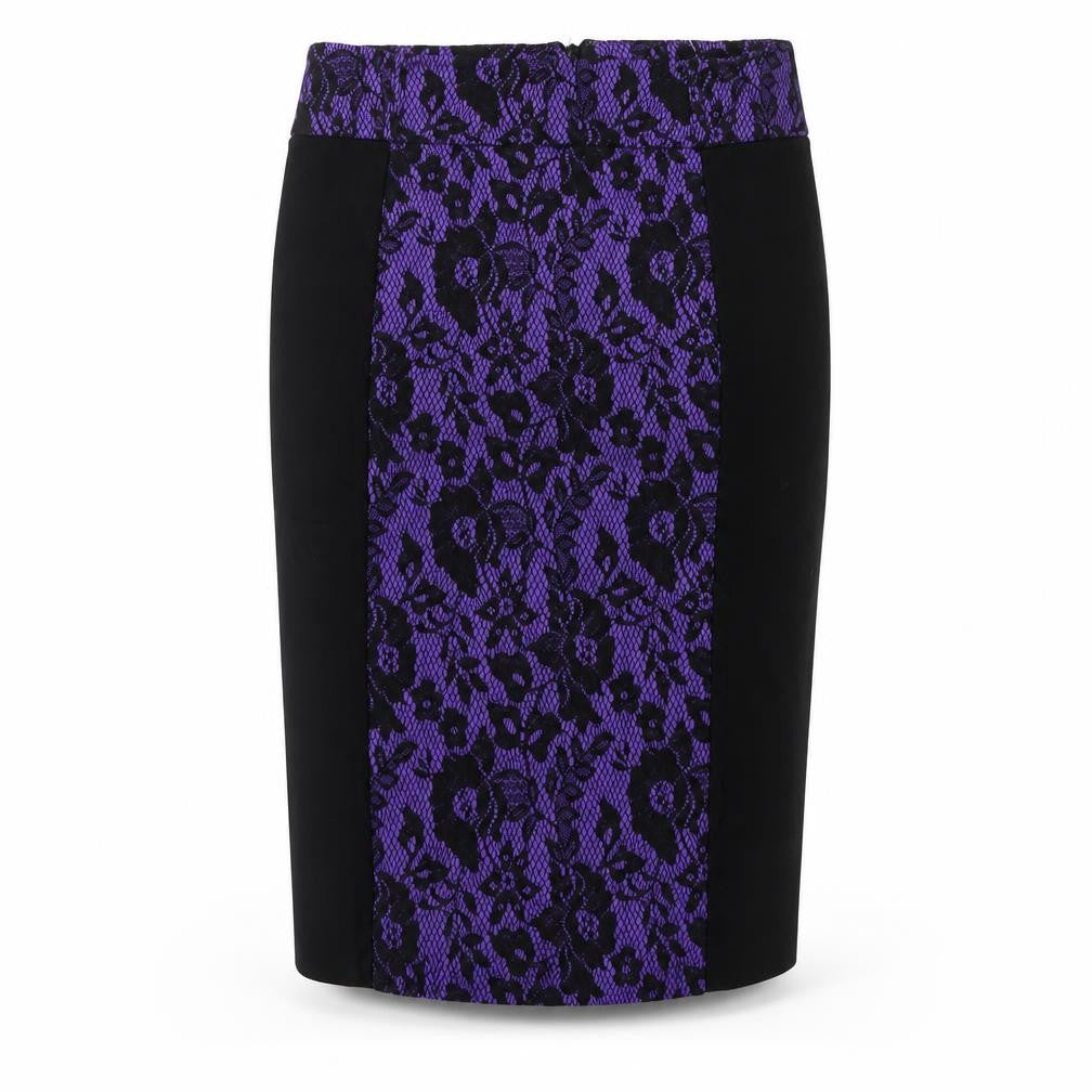 Star by Julien Macdonald Women's Purple Lace Pencil Skirt, Size 8
