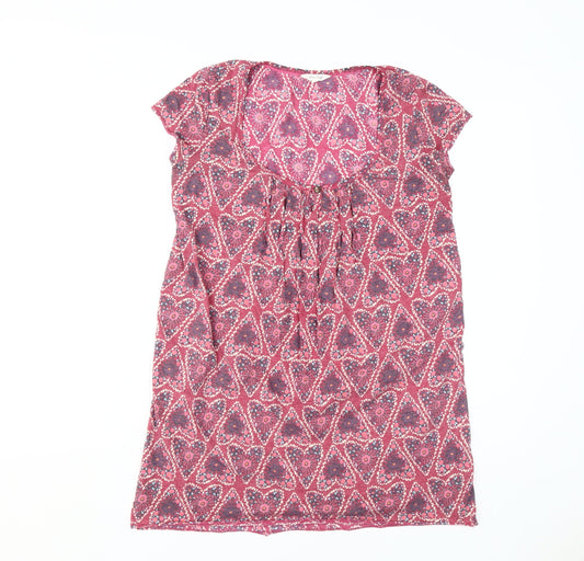 White Stuff Women's Pink Geometric Tunic Blouse Size 10