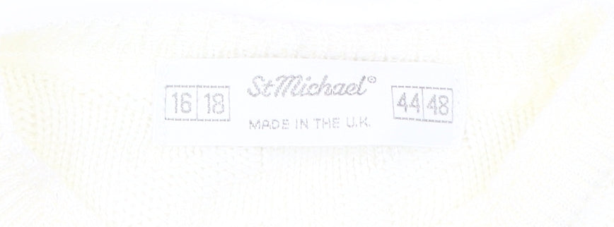 St Michael Women's White Cardigan Size 16 Knitwear