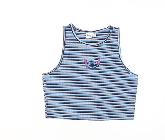 Disney Women's Blue Striped Lilo & Stitch Tank Top