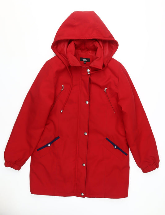 JBC Women's Red Parka Coat Size 12 - Stylish Winter Essential