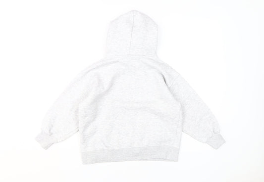 Zara Girls Grey Pullover Hoodie, 8-9 Years, Cozy Knit