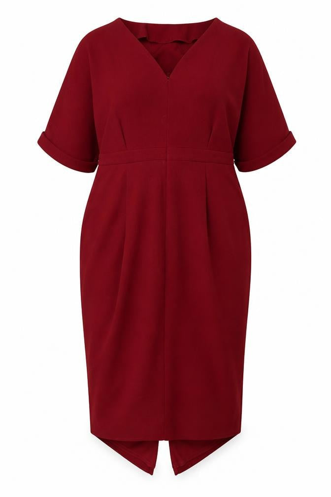Front view of ASOS Women's Red Sheath Dress, size 16, Formal