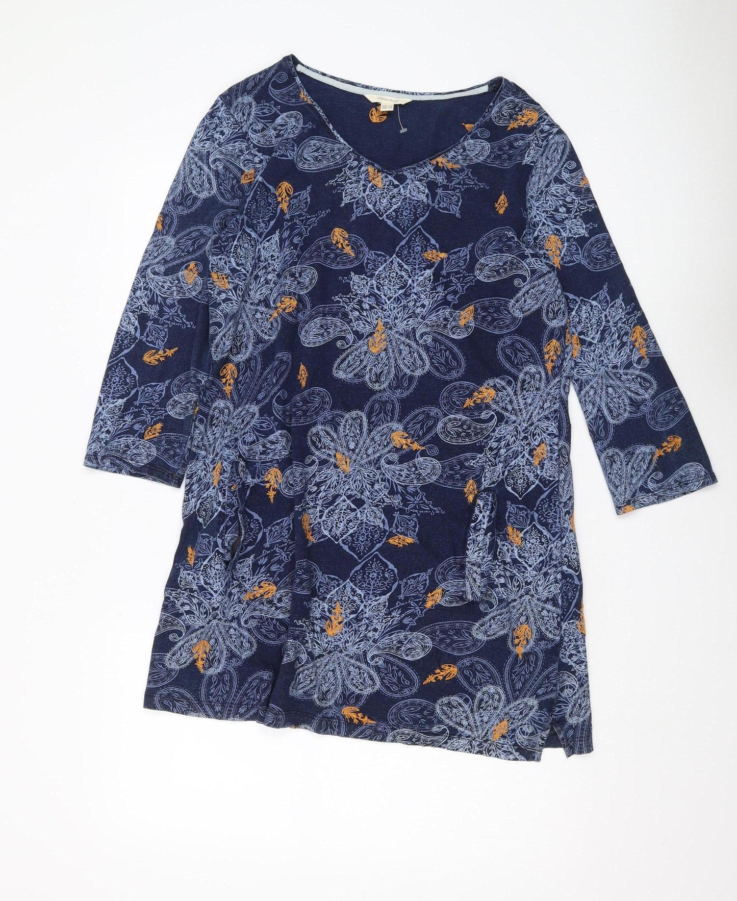 White Stuff Women's Blue Tunic, Floral Embroidered, Size 12