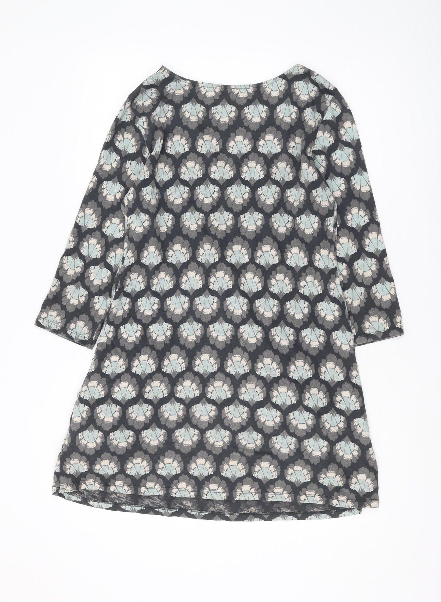 White Stuff Women's Grey Blue Floral Tunic Blouse, Size 14