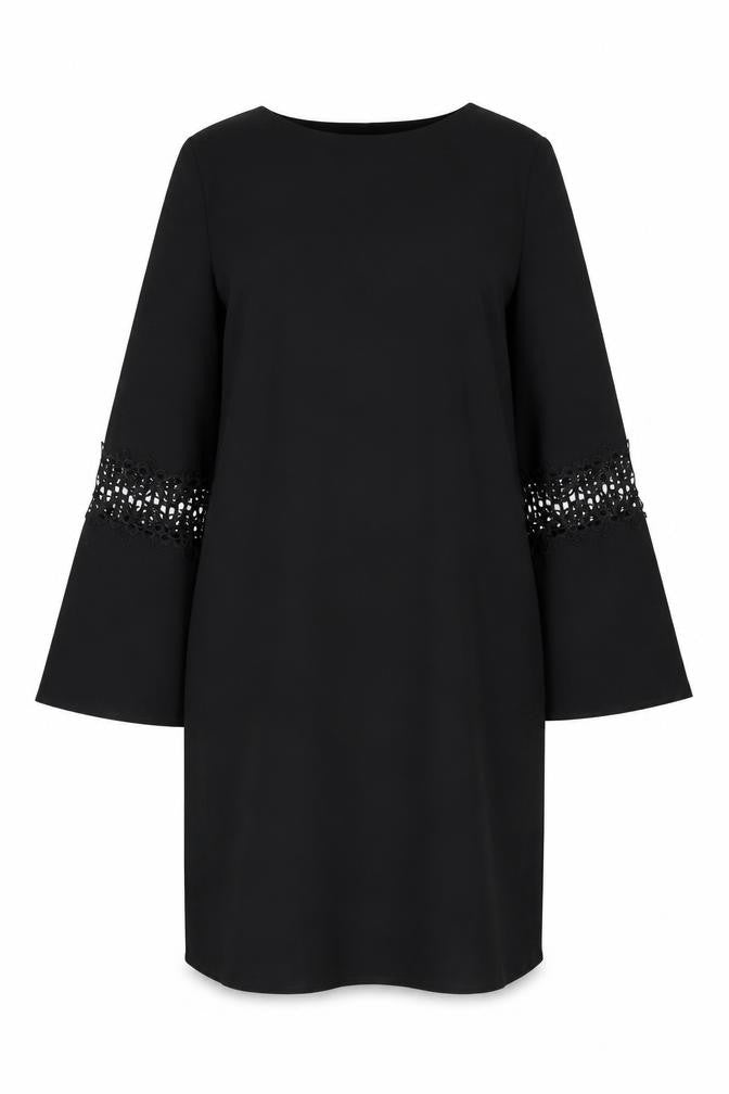 Wallis Womens Black Shift Dress, 10, 3/4 Bell Sleeves